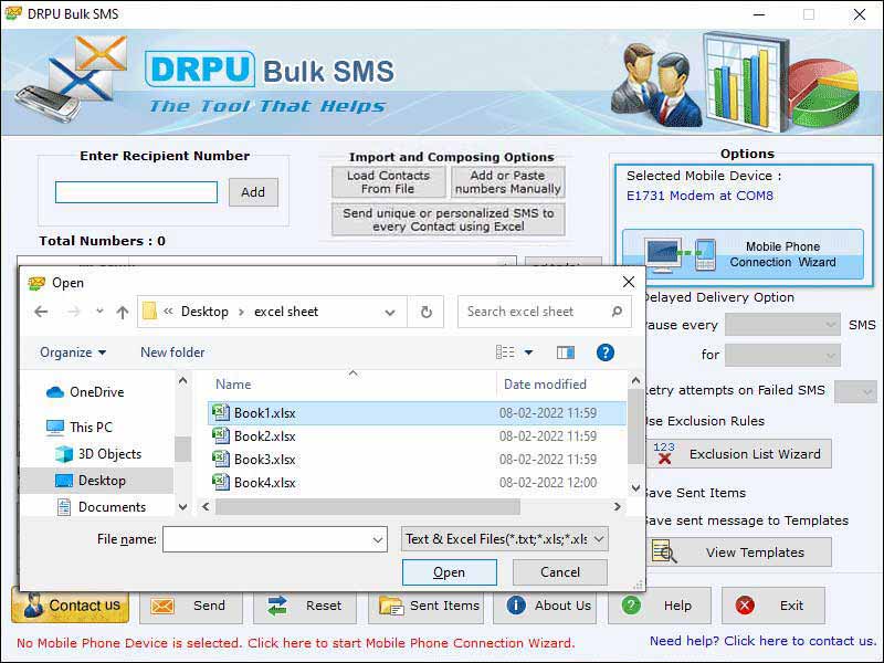 Screenshot of Bulk Text Messaging Software