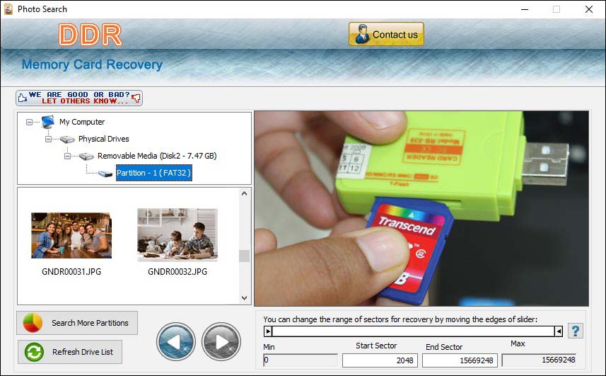 Restore Memory Card Deleted Files screen shot