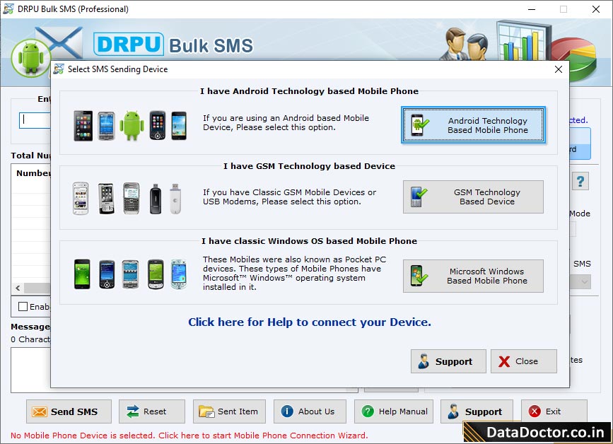 Select your mobile device type