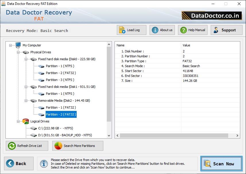 Selecione a unidade da qual deseja recuperar os dados. Selecione a unidade da qual deseja recuperar os dados.