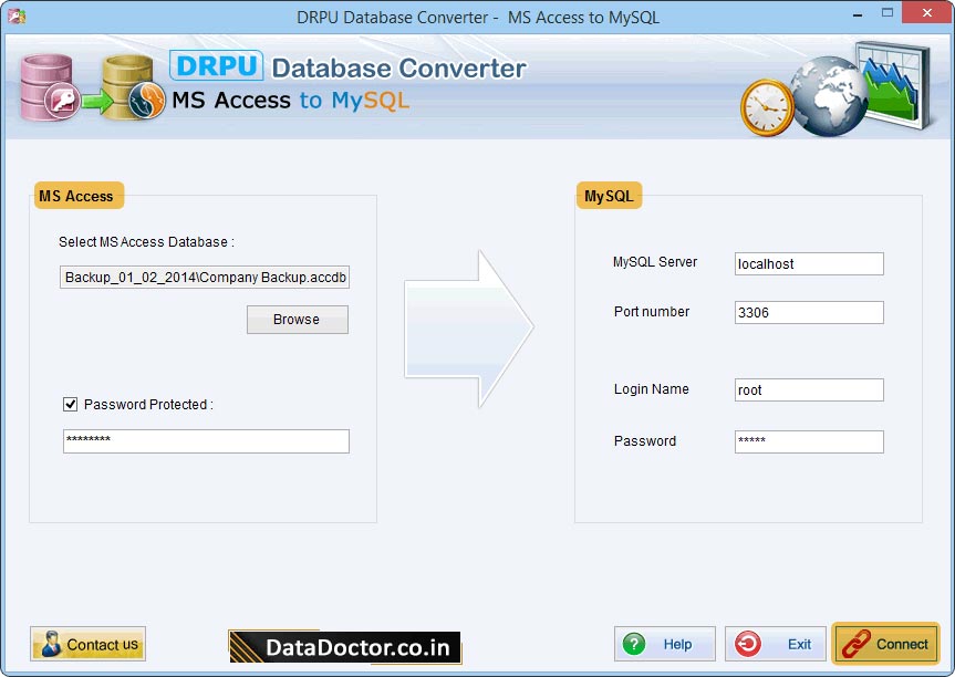 Establish Connection MS Access to MySQL Database Converter