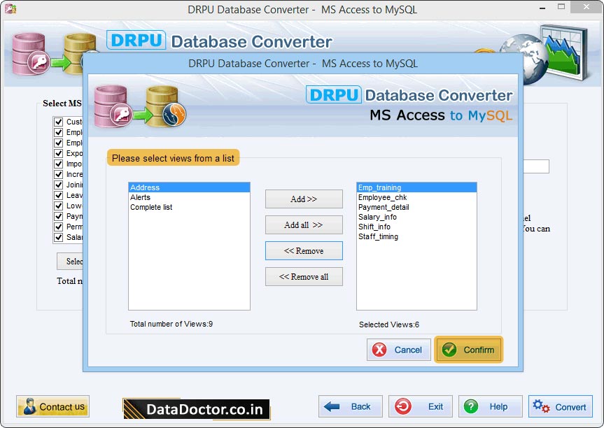 Select Views MS Access to MySQL Database Converter