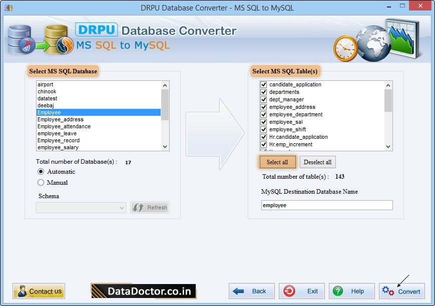 MS SQL to MySQL Database Converter
