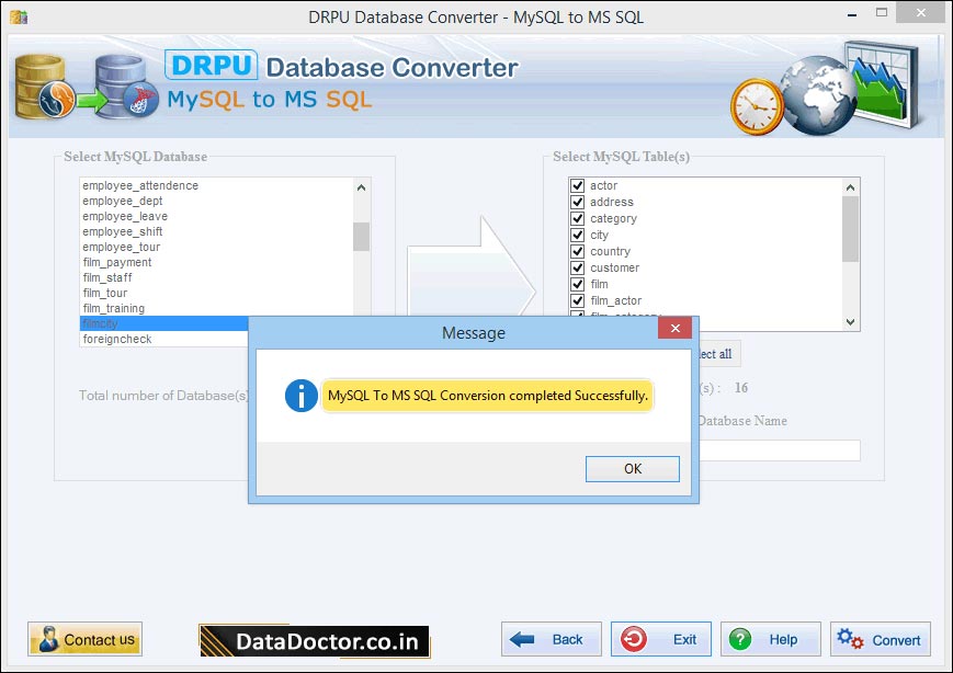 MySQL to MS MSSQL Database Converter
