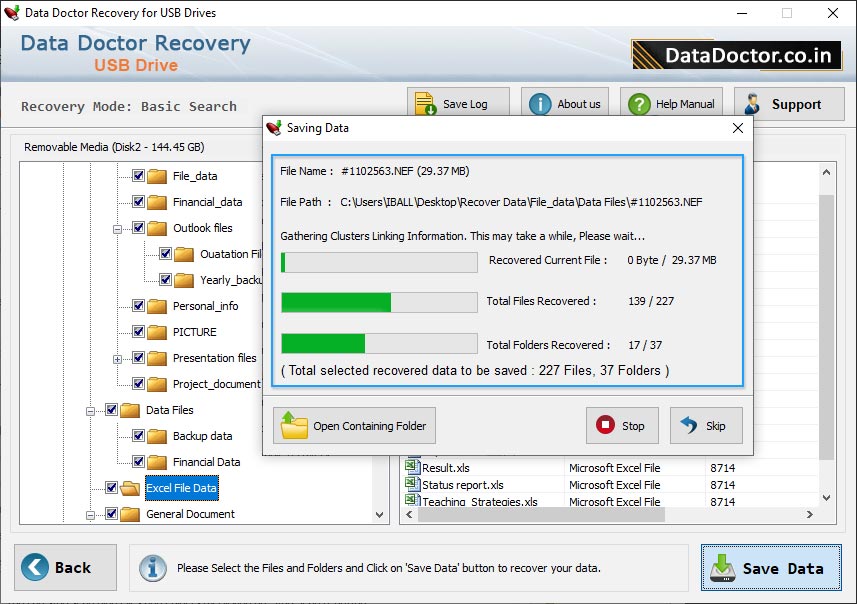 Faça backup de arquivos e pastas de dados.